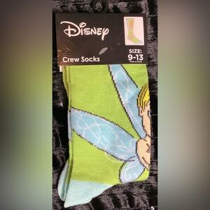 Disney Tinkerbell Crew Socks - Lime Green and Sky Blue 9-13